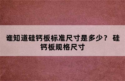 谁知道硅钙板标准尺寸是多少？ 硅钙板规格尺寸